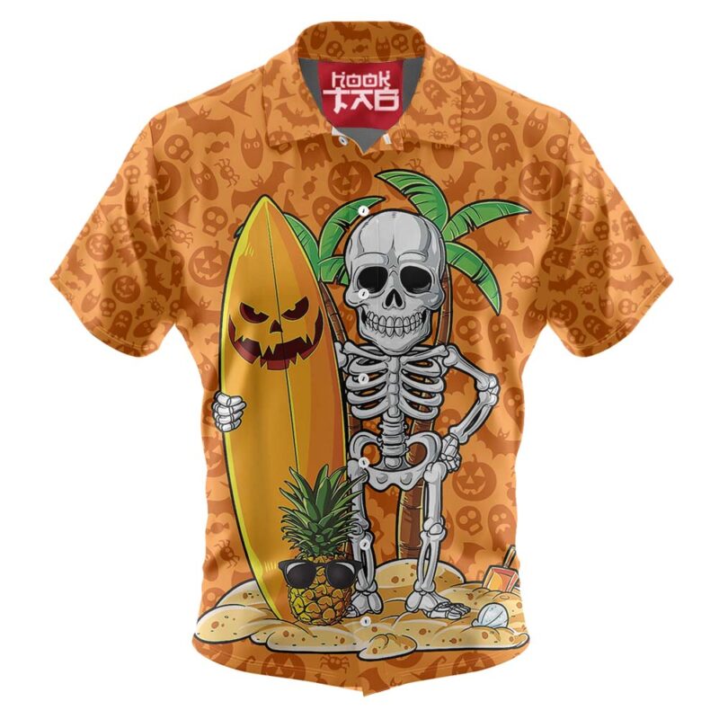Halloween Hawaii Skeleton Surfing Hawaiian Shirt
