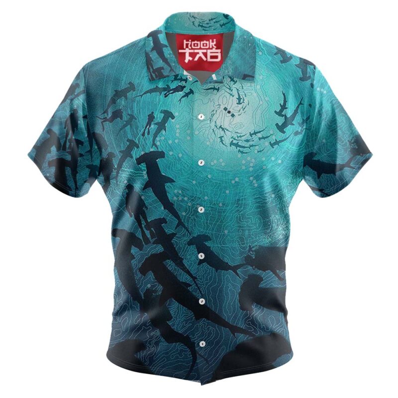 Marine Life Shark Chest Pocket Short Sleeve Hawaiian Shirt