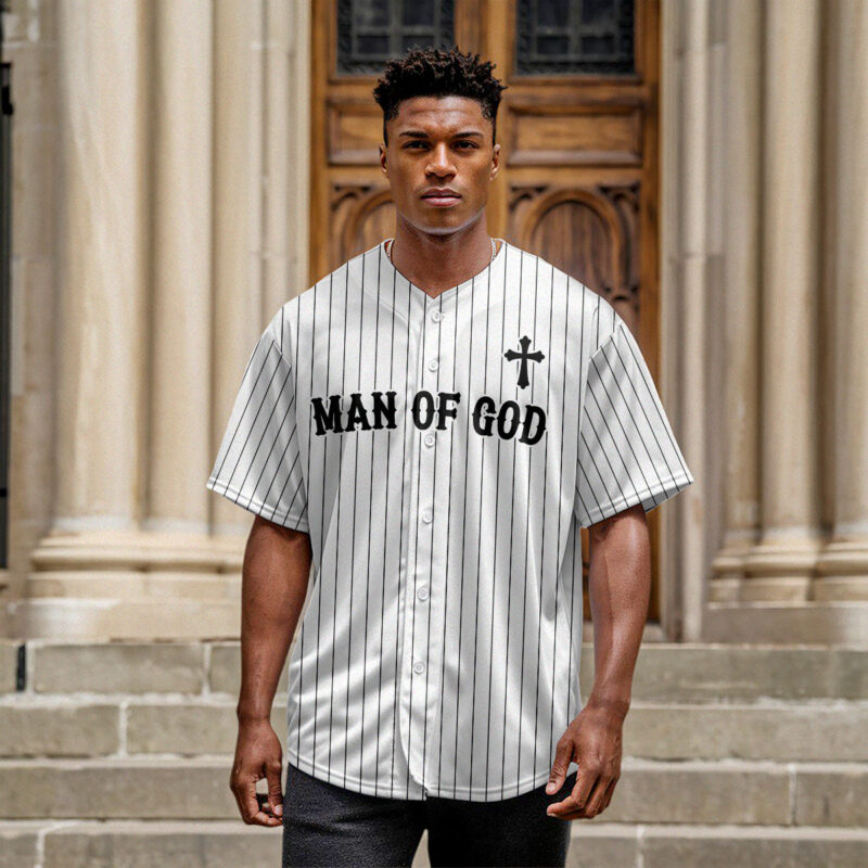 Man Of God Striped Baseball Jersey
