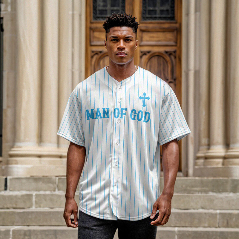 Man Of God Striped Baseball Jersey