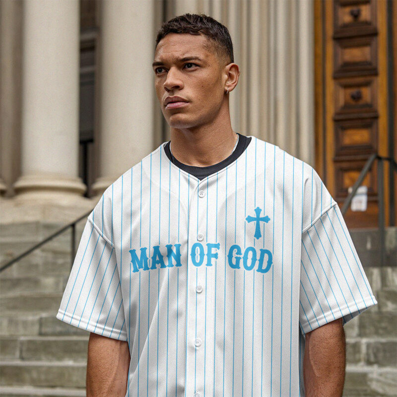 Man Of God Striped Baseball Jersey