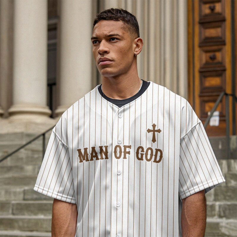 Man Of God Striped Baseball Jersey