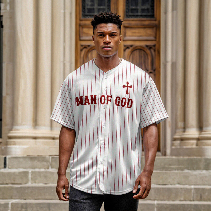 Man Of God Striped Baseball Jersey