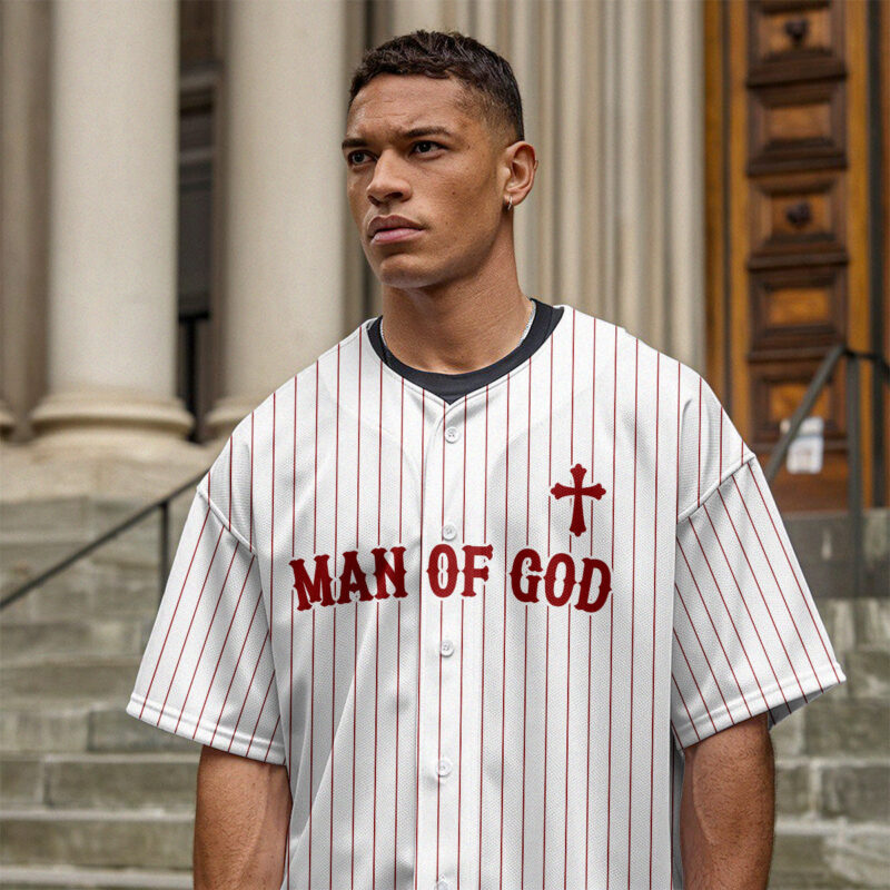 Man Of God Striped Baseball Jersey