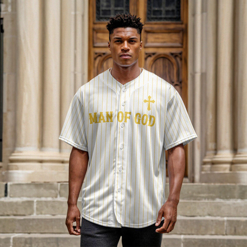 Man Of God Striped Baseball Jersey