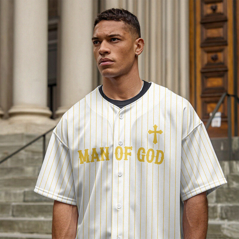 Man Of God Striped Baseball Jersey