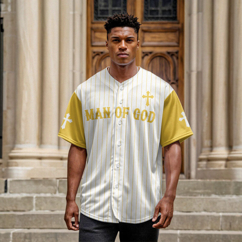 Man Of God Striped Baseball Jersey