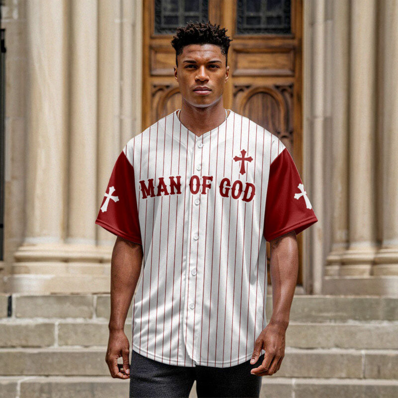 Man Of God Striped Baseball Jersey