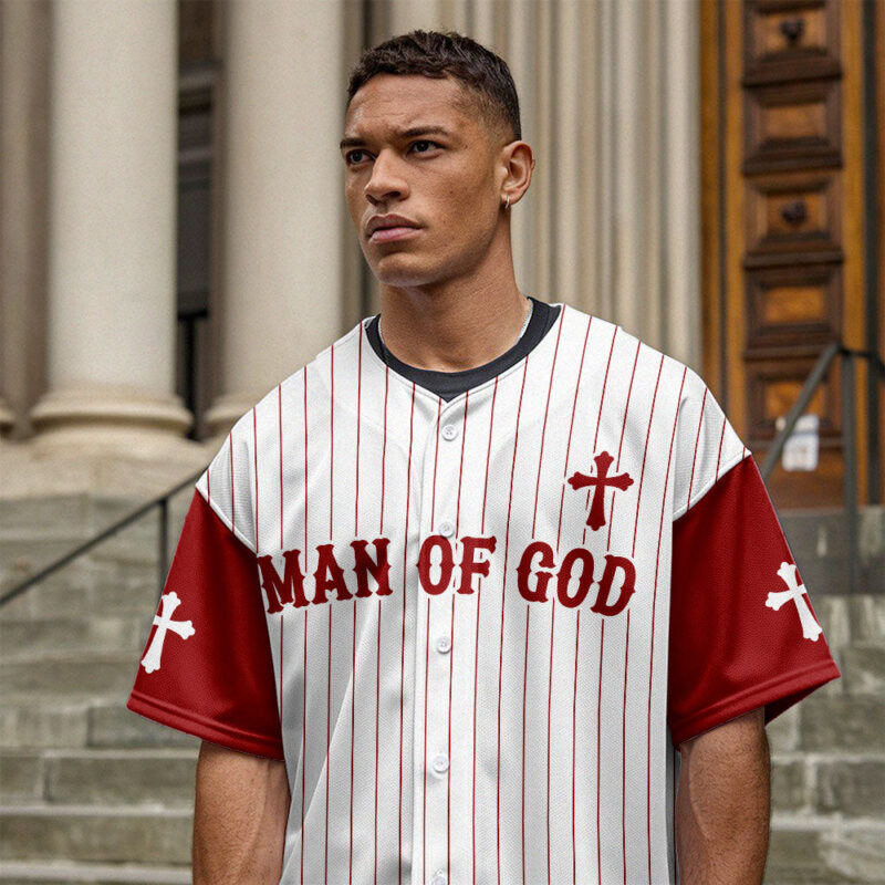 Man Of God Striped Baseball Jersey