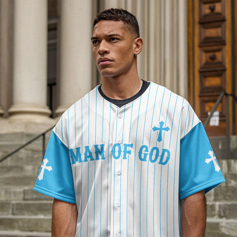 Man Of God Striped Baseball Jersey