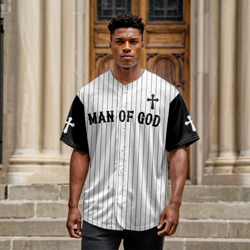 Man Of God Striped Baseball Jersey