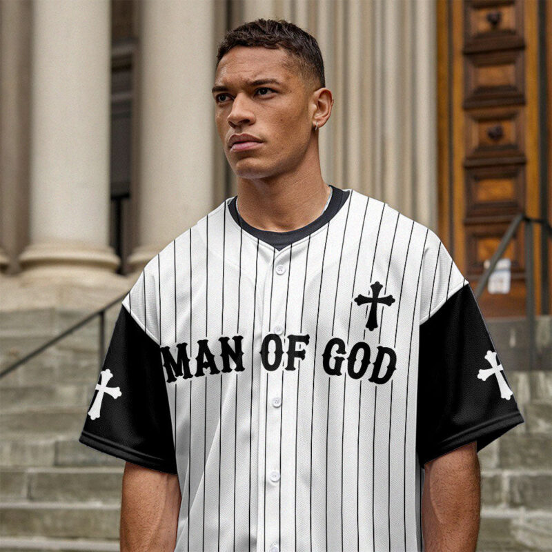 Man Of God Striped Baseball Jersey