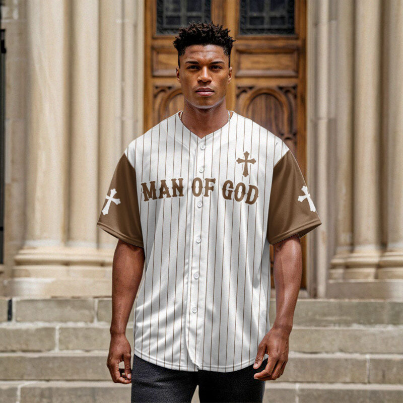Man Of God Striped Baseball Jersey