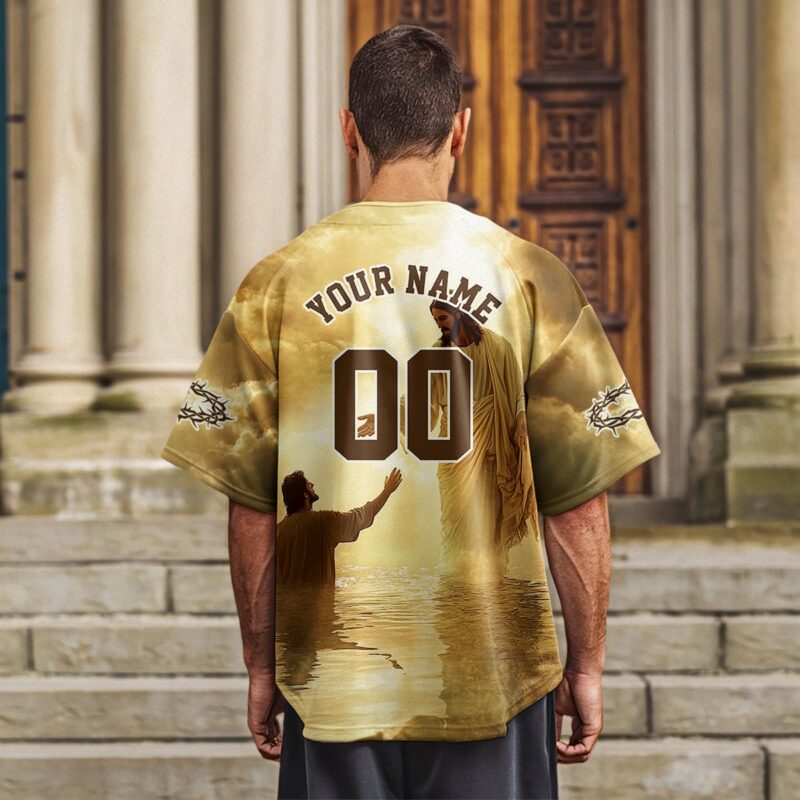 When Life Knocks Me Down Jesus Picks Me Up Baseball Jersey