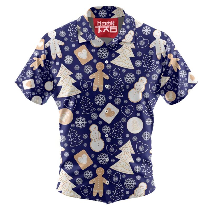 Gingerbread Snow Flakes Pattern Aloha Hawaiian Shirts WT7477